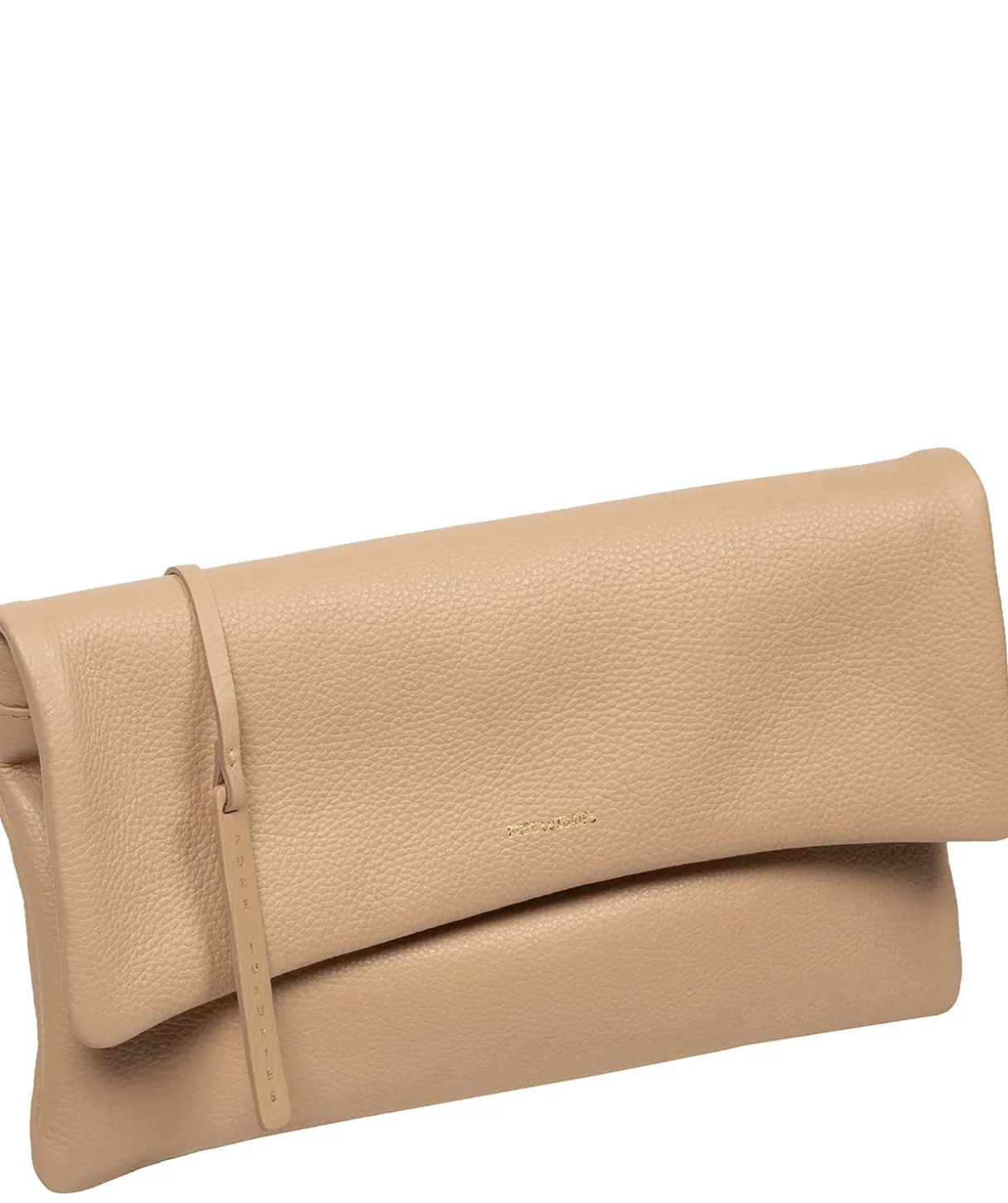 Audrina' Latte Leather Clutch Bag