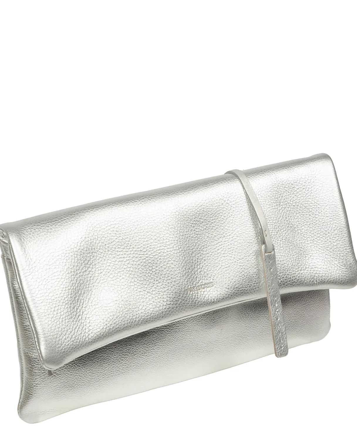 Audrina' Metallic Silver Leather Clutch Bag