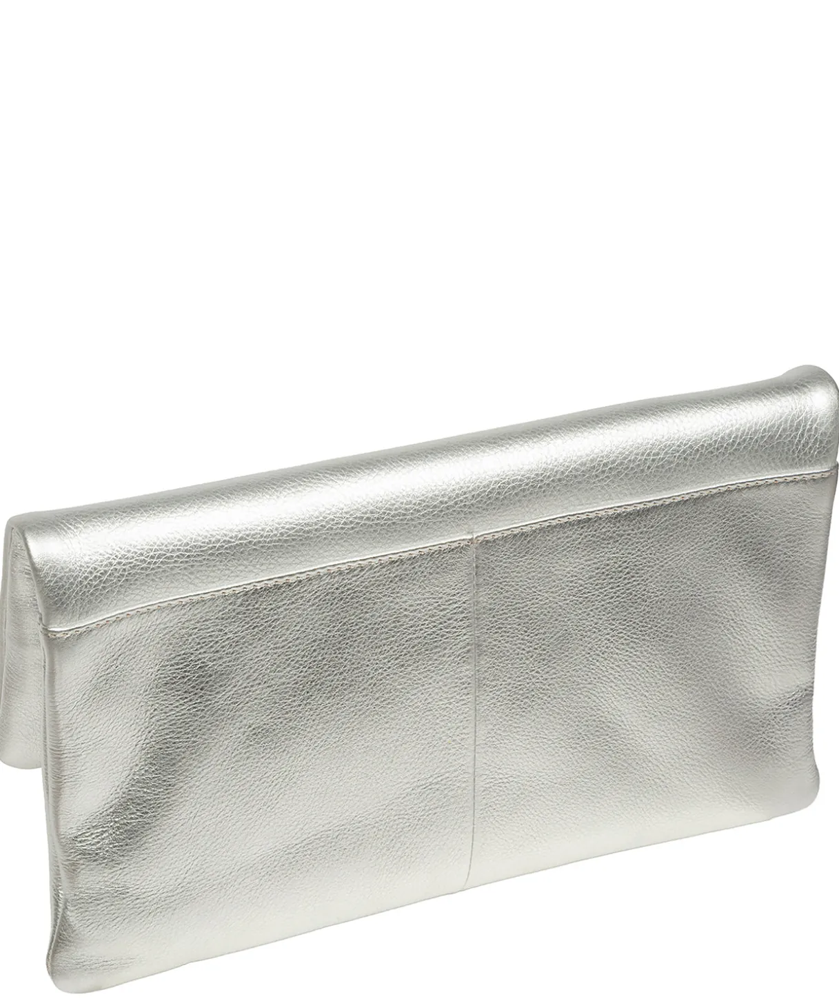 Audrina' Metallic Silver Leather Clutch Bag