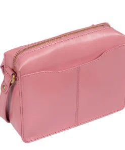 Aurora' Blush Leather Cross Body Bag