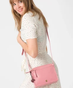 Aurora' Blush Leather Cross Body Bag