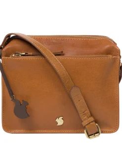 Aurora' Dark Tan Leather Cross Body Bag