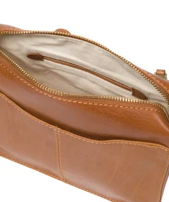 Aurora' Dark Tan Leather Cross Body Bag