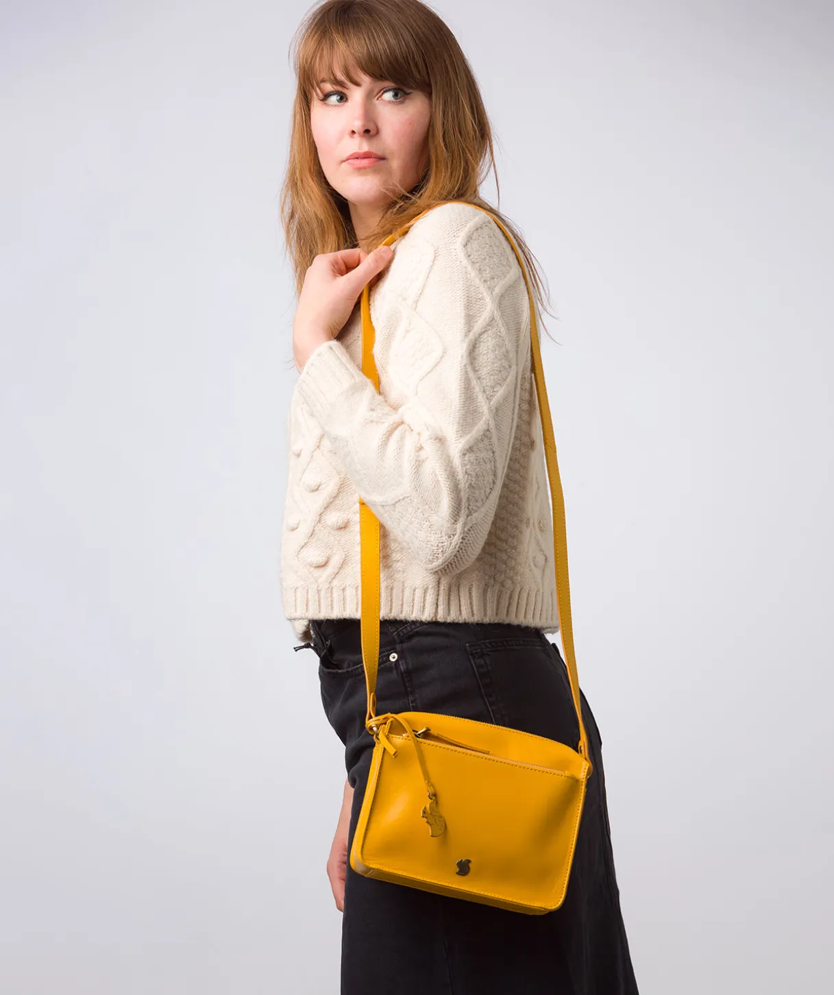 Aurora' Lemon Drop Leather Cross Body Bag