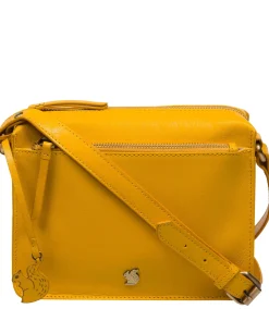 Aurora' Lemon Drop Leather Cross Body Bag