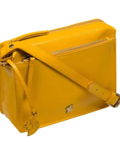 Aurora' Lemon Drop Leather Cross Body Bag