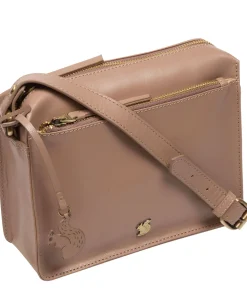 Aurora' Natural Taupe Leather Cross Body Bag