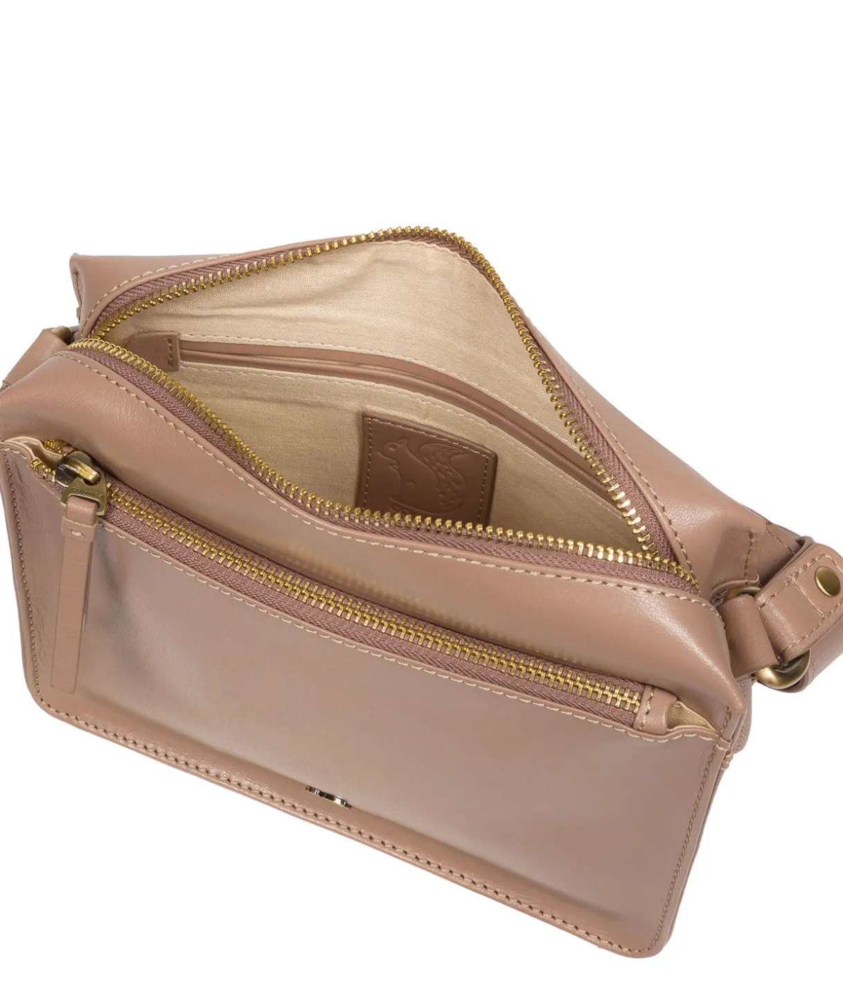 Aurora' Natural Taupe Leather Cross Body Bag