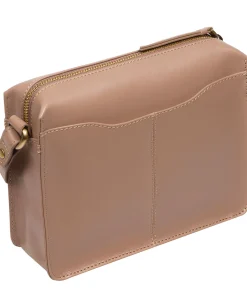Aurora' Natural Taupe Leather Cross Body Bag