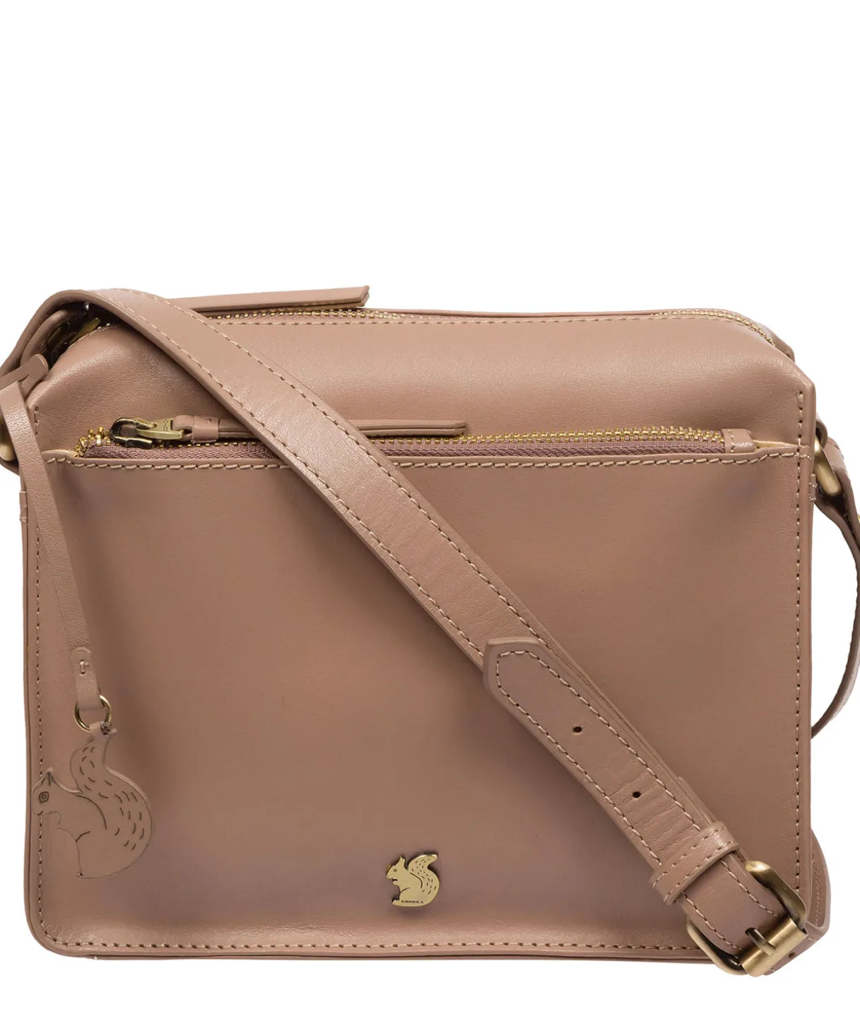 Aurora' Natural Taupe Leather Cross Body Bag