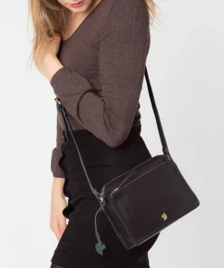 Aurora' Navy Leather Cross Body Bag