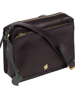 Aurora' Navy Leather Cross Body Bag