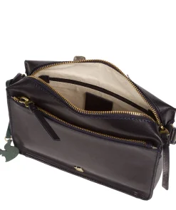Aurora' Navy Leather Cross Body Bag