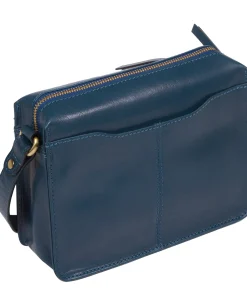 Aurora' Snorkel Blue Leather Cross Body Bag