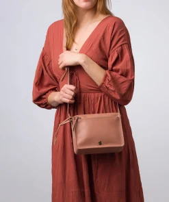 Aurora' Subtle Pink Leather Cross Body Bag