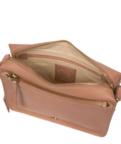 Aurora' Subtle Pink Leather Cross Body Bag