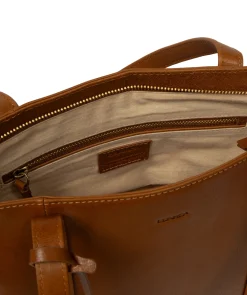 Ausha' Dark Tan Leather Tote Bag