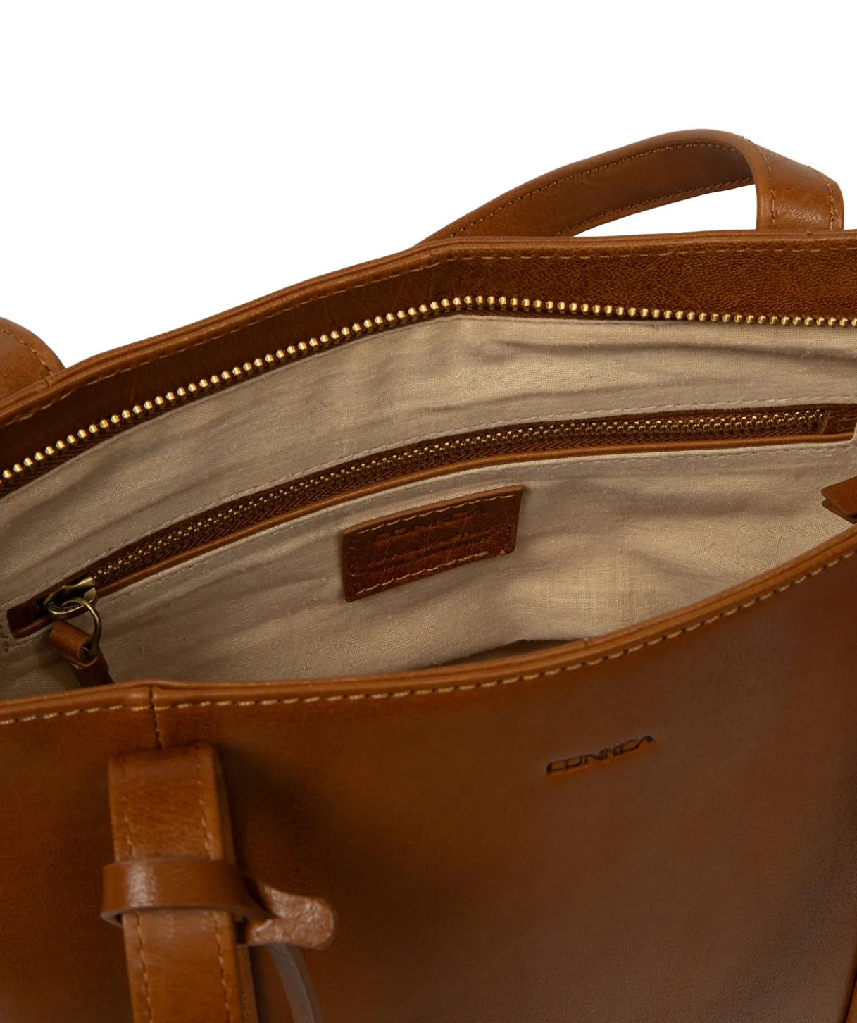 Ausha' Dark Tan Leather Tote Bag