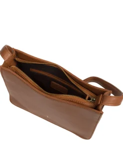 Ava' Tan Leather Shoulder Bag