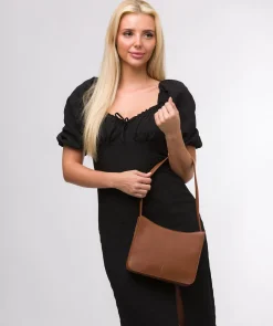 Ava' Tan Leather Shoulder Bag