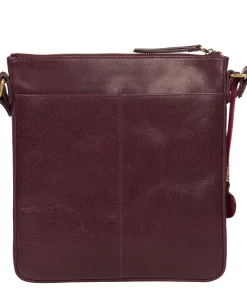 Avril' Plum Leather Cross Body Bag