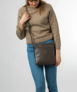 Avril' Slate Leather Cross Body Bag