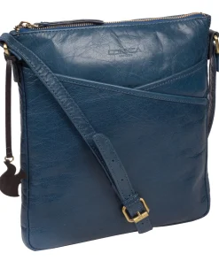 Avril' Snorkel Blue Leather Cross Body Bag