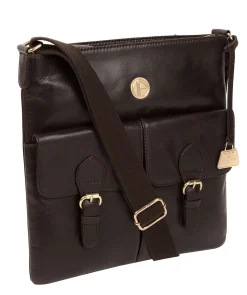 Azalea' Dark Brown Leather Cross Body Bag