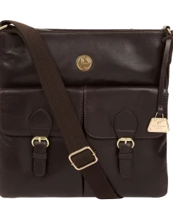 Azalea' Dark Brown Leather Cross Body Bag