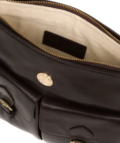 Azalea' Dark Brown Leather Cross Body Bag