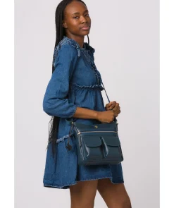 Baby Bon' Snorkel Blue Leather Cross Body Bag
