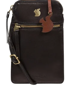 Bambino' Black Leather Cross Body Phone Bag