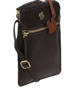 Bambino' Black Leather Cross Body Phone Bag