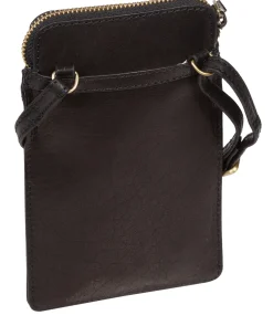 Bambino' Black Leather Cross Body Phone Bag