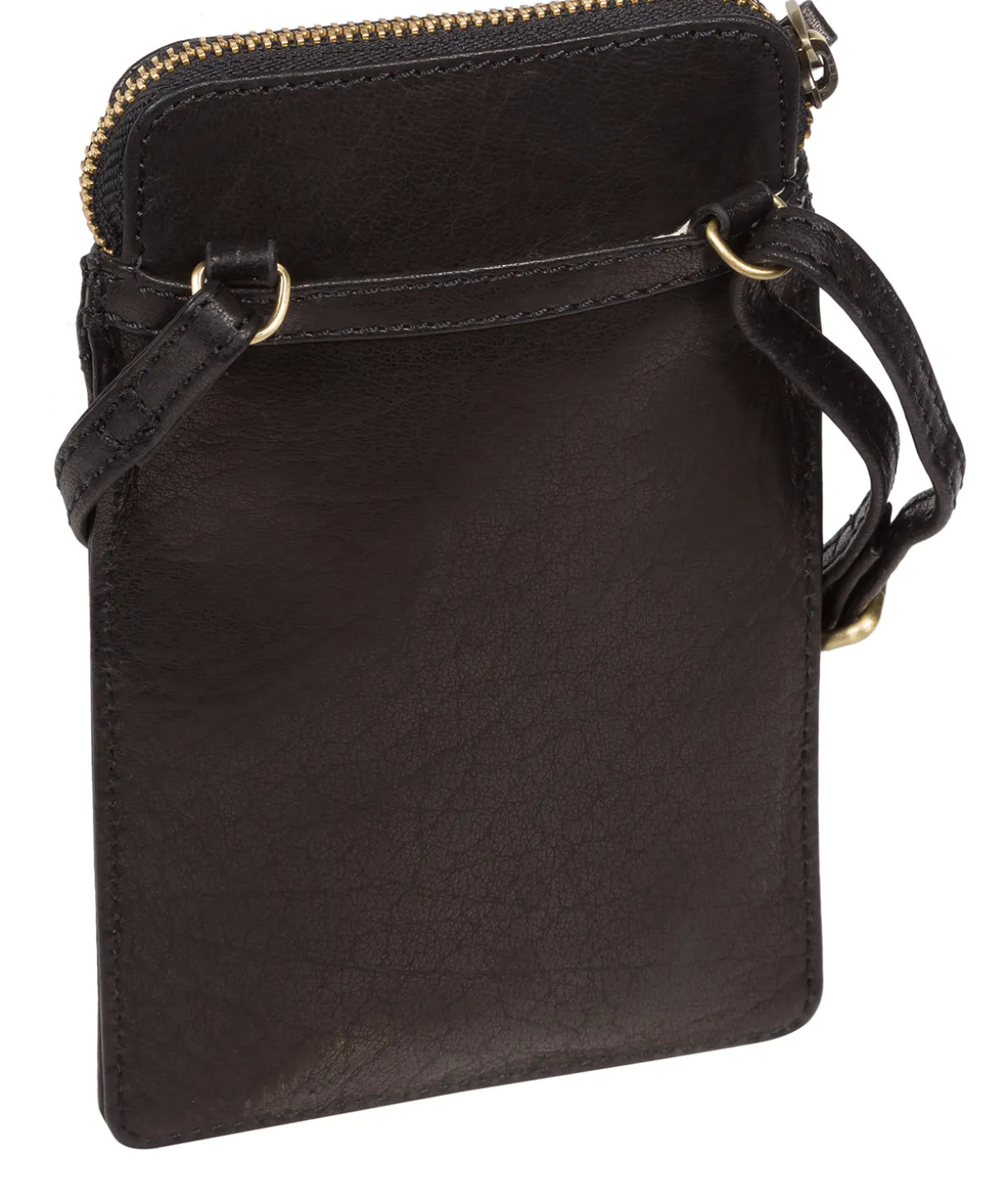 Bambino' Black Leather Cross Body Phone Bag
