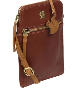 Bambino' Conker Brown & Dark Tan Leather Cross Body Phone Bag