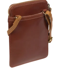 Bambino' Conker Brown & Dark Tan Leather Cross Body Phone Bag