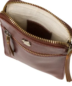 Bambino' Conker Brown & Dark Tan Leather Cross Body Phone Bag