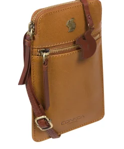 Bambino' Dark Tan & Conker Brown Leather Cross Body Phone Bag