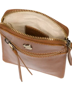 Bambino' Dark Tan Leather Cross Body Phone Bag