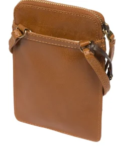 Bambino' Dark Tan Leather Cross Body Phone Bag