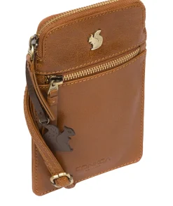 Bambino' Dark Tan Leather Cross Body Phone Bag