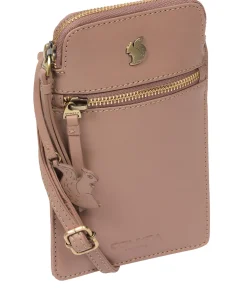 Bambino' Natural Taupe Leather Cross Body Phone Bag