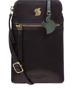 Bambino' Navy Leather Cross Body Phone Bag