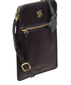 Bambino' Navy Leather Cross Body Phone Bag