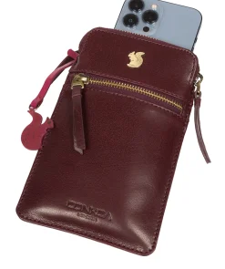 Bambino' Plum Leather Cross Body Phone Bag