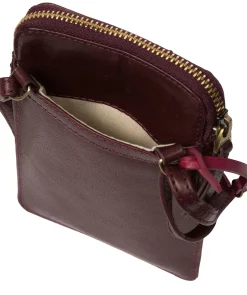 Bambino' Plum Leather Cross Body Phone Bag