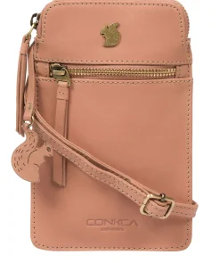 Bambino' Subtle Pink Leather Cross Body Phone Bag