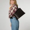 Bay' Black Leather Tote Bag