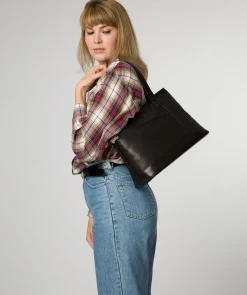 Bay' Black Leather Tote Bag